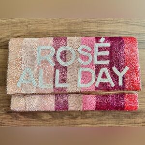 Rosé All Day Beaded Clutch - EUC